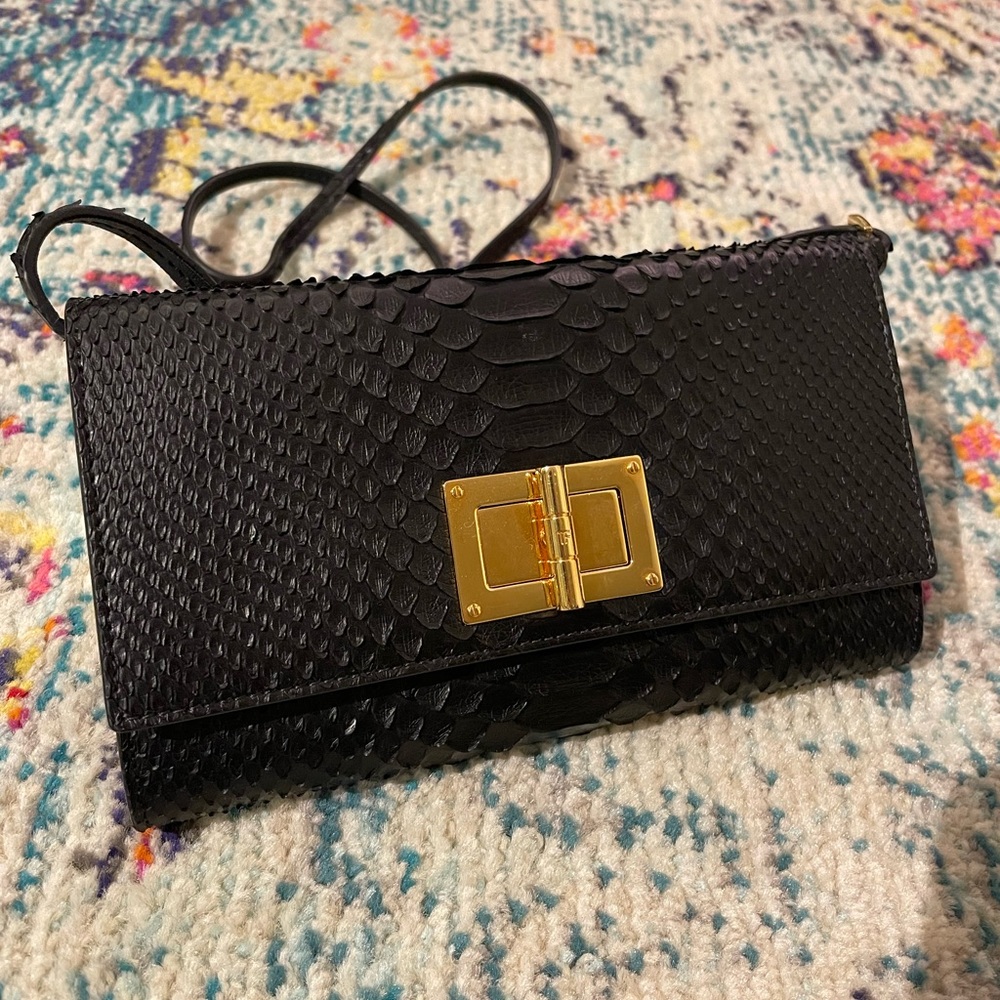 Tom Ford Natalia Black Python Shoulder Bag